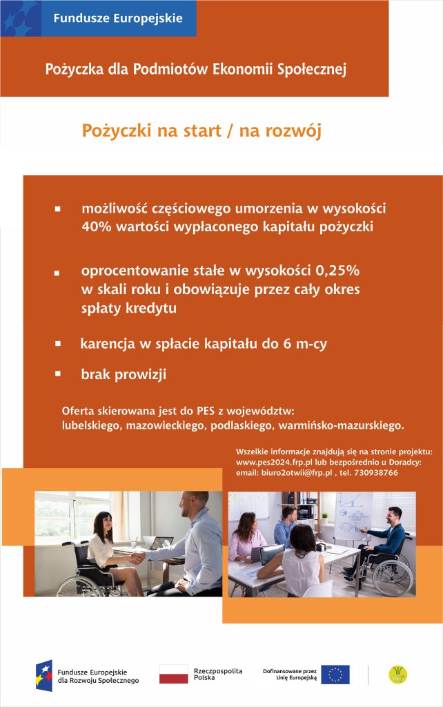 Pożyczka dla Podmiotów Ekonomii Społecznej - ulotka.