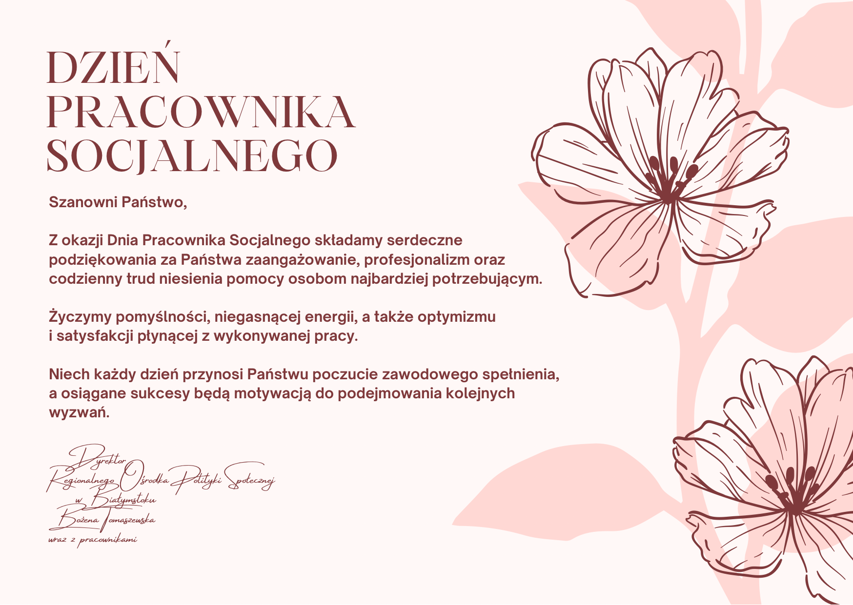 Życzenia z okazji dnia pracownika socjalnego 2025